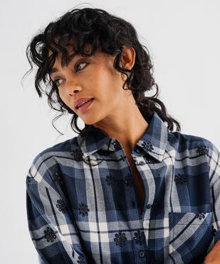 Chemise à carreaux et motifs brodés ajourés femme vue4 - GEMO(FEMME PAP) - GEMO