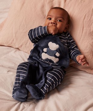 Pyjama en velours ouvert devant bébé - LuluCastagnette vue1 - LULUCASTAGNETTE - GEMO