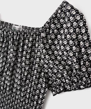 Blouse manche scourtes à taille smockée imprimé fleuri fille vue2 - GEMO 4G FILLE - GEMO