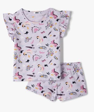 Pyjashort fille imprimé avec volants sur les épaules vue1 - GEMO (ENFANT) - GEMO