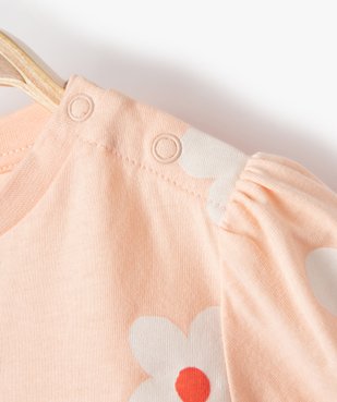 Tee-shirt bébé fille fleuri à manches courtes ballon vue2 - GEMO(BEBE DEBT) - GEMO