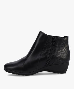 Boots femme confort dessus cuir à talon compensé vue3 - GEMO (CONFORT) - GEMO