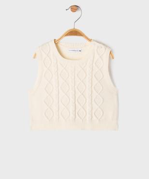 Pull sans manches à torsades bébé fille - LuluCastagnette vue1 - LULU CASTAGNETTE GEMO FOR GOOD - GEMO