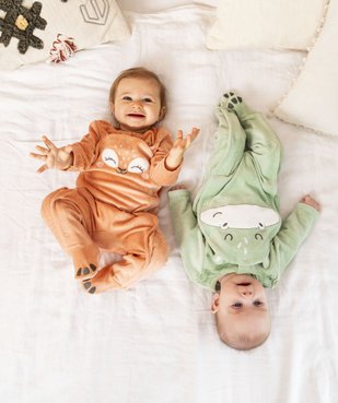 Pyjama en velours avec motif dinosaure bébé garçon vue2 - GEMO(BB COUCHE) - GEMO