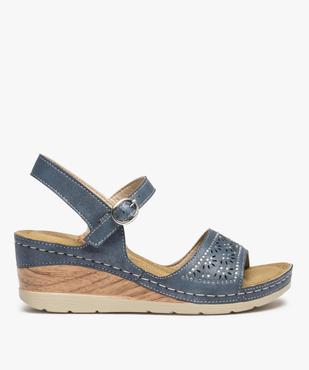 Sandales femme confort à talon dessus ajouré et strass vue1 - GEMO (CONFORT) - GEMO