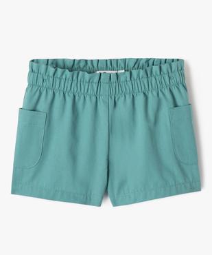 Short en toile à taille élastiquée et poches plaquées bébé fille vue1 - GEMO(BEBE DEBT) - GEMO