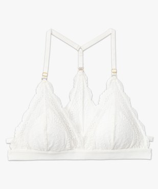 Brassière à bonnets triangles en dentelle avec dos travaillé vue4 - GEMO(HOMWR FEM) - GEMO