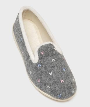 Chaussons pantoufles en velours brodé femme vue5 - G'FLEX GEMO FOR GOOD - GEMO