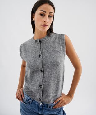 Gilet sans manches en maille chaude et extensible femme vue3 - GEMO(FEMME PAP) - GEMO