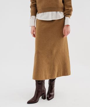 Jupe longue en maille tricotée femme vue1 - GEMO 4G FEMME - GEMO