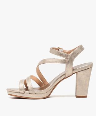 Sandales femme à talon haut en suédine avec brides vue3 - GEMO(URBAIN) - GEMO