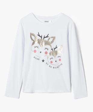 Ensemble nuit fille avec veste peluche, tee-shirt et pantalon imprimé vue3 - GEMO (ENFANT) - GEMO