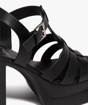 Sandales femme unies à talon haut carré et semelle plateforme avec bride à boucle vue6 - GEMO(URBAIN) - GEMO