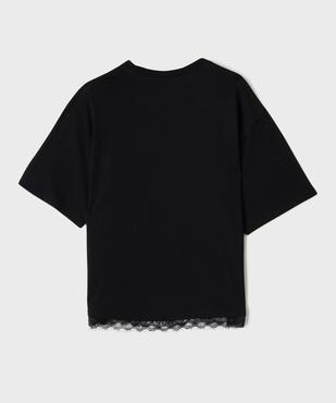 Tee-shirt manches courtes loose à finition dentelle fille vue3 - GEMO (JUNIOR) - GEMO