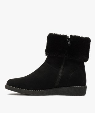 Boots fourrées femme à talon plat unies à col peluche vue3 - G'FLEX - GEMO