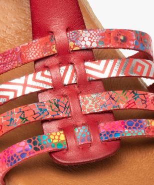 Sandales femme compensées dessus cuir multicolore vue6 - GEMO(URBAIN) - GEMO