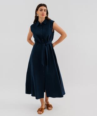 Robe chemise longue sans manches femme - LuluCastagnette vue1 - LULUCASTAGNETTE - GEMO