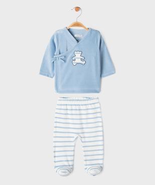 Pyjama 2 pièces en velours bébé garçon - LuluCastagnette vue1 - LULU CASTAGNETTE GEMO FOR GOOD - GEMO