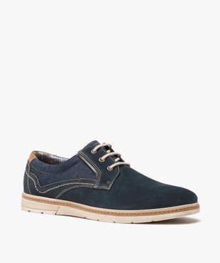 Derbies homme dessus cuir et denim - Tanéo vue2 - TANEO - GEMO