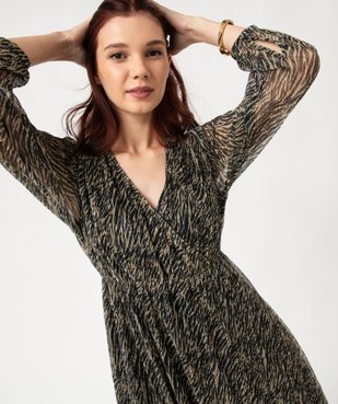 Robe longue en maille plissée brillante femme vue2 - GEMO(FEMME PAP) - GEMO