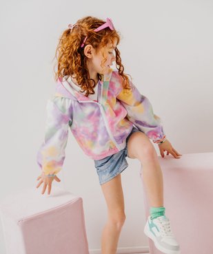 Blouson coupe-vent et déperlant à capuche tie-and-dye fluo fille vue7 - GEMO (ENFANT) - GEMO