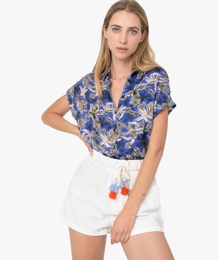 Chemise femme imprimée à manches courtes et bas élastiqué vue1 - GEMO(FEMME PAP) - GEMO
