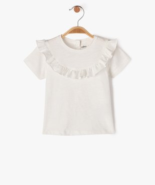 Tee-shirt manches courtes à plastron volanté bébé fille vue1 - GEMO(BEBE DEBT) - GEMO