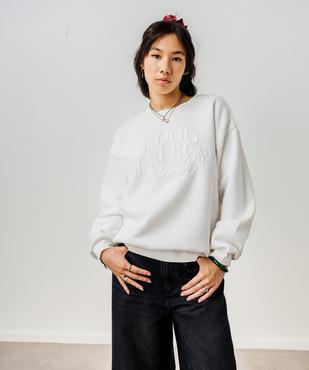 Sweat oversize avec inscription brodée fille vue2 - GEMO 4G FILLE - GEMO