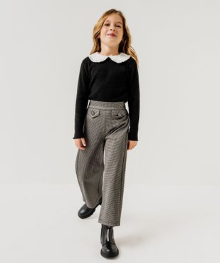 Pull en maille côtelée avec col Claudine brodé fille vue5 - GEMO (ENFANT) - GEMO