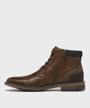 Boots multimatières à lacets et zip homme vue3 - MARIO BALDANO - GEMO