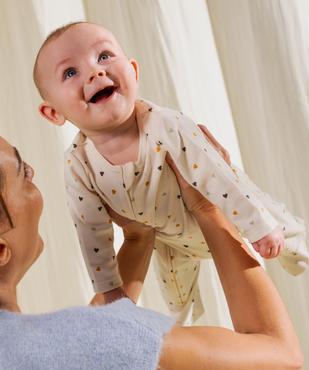 Pyjama dors bien en coton imprimé coeurs ouverture devant par zip bébé vue6 - GEMO 4G BEBE - GEMO