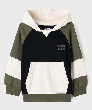 Sweat à capuche tricolore encolure large garçon vue2 - GEMO (ENFANT) - GEMO