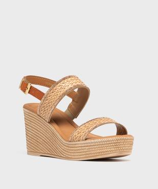 Sandales femme à talon compensé et brides effet tissé avec paillettes vue9 - VALENTINA BALDA - GEMO