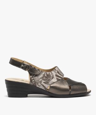 Sandales confort femme en cuir dessus métallisé vue1 - GEMO 4G FEMME - GEMO