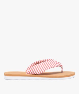 Tongs femme à brides en toile rayée rembourrée vue2 - GEMO (PLAGE) - GEMO
