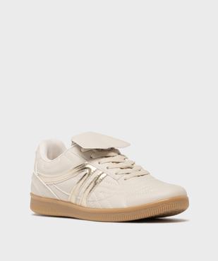 Baskets basses surpiquées à languette rabattue femme vue2 - SANS MARQUE - GEMO