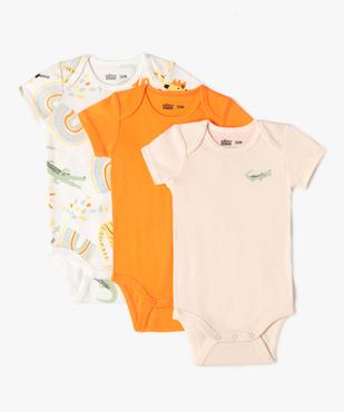 Body manches courtes encolure américaine bébé garçon (lot de 3) vue1 - GEMO 4G BEBE - GEMO