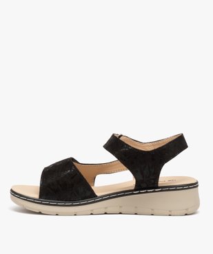 Sandales femme confort en tissu brillant et à scratch vue3 - SANS MARQUE - GEMO