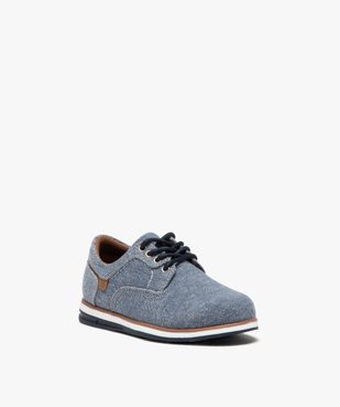 Derbies garçon unis en toile avec semelle bicolore vue3 - BUGGY - GEMO