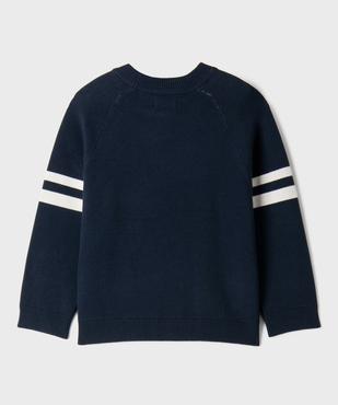 Pull look sport en viscose à motif et emmanchures raglan garçon vue3 - GEMO (ENFANT) - GEMO