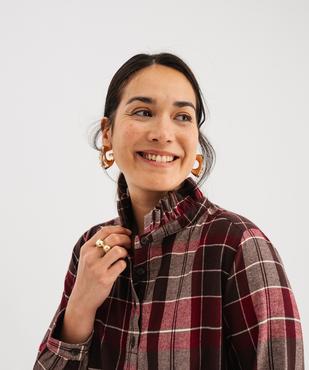 Robe courte à carreaux avec col froncé femme vue2 - GEMO(FEMME PAP) - GEMO