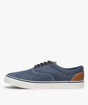 Baskets homme en toile à lacets et semelle contrastante Dessus denim vue3 - GEMO (HOMME) - GEMO
