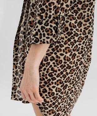 Chemise de plage en popeline de coton imprimée léopard femme vue4 - GEMO 4G FEMME - GEMO