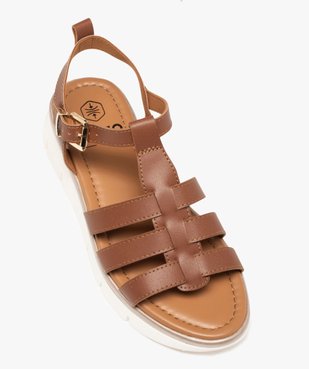 Sandales fille à talon compensé et multibrides unies  vue5 - GEMO (ENFANT) - GEMO
