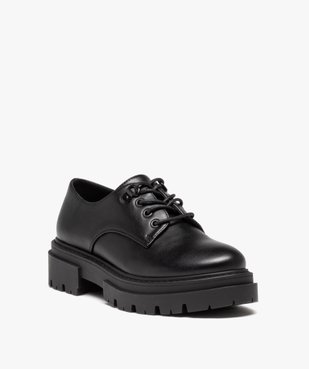 Derbies femme unis à semelle épaisse crantée et lacets ronds vue2 - GEMO (CASUAL) - GEMO