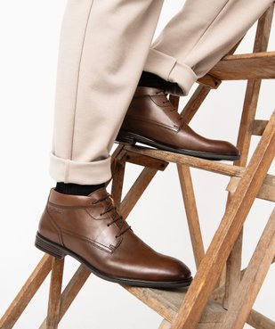 Boots hommes unies et en cuir à lacets - Pierre Cardin vue1 - PIERRE CARDIN D - GEMO