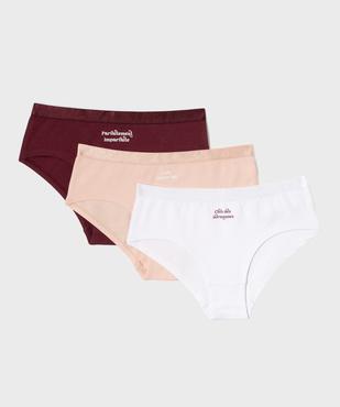 Shorties en coton biologique avec inscriptions fille (lot de 3) vue1 - GEMO 4G FILLE - GEMO