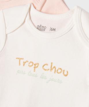 Body à manches courtes avec message pailleté bébé fille (lot de 3) vue9 - GEMO 4G BEBE - GEMO