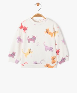 Sweat en jersey gaufré imprimé bébé fille vue1 - GEMO(BEBE DEBT) - GEMO