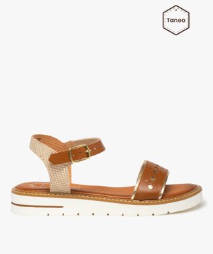 Sandales femme dessus cuir et semelle crantée – Tanéo vue1 - TANEO - GEMO